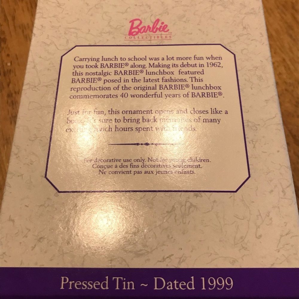 Hallmark Christmas Ornament Barbie Anniversary Edition ponytail lunchbox 1999 - Picture 2 of 4